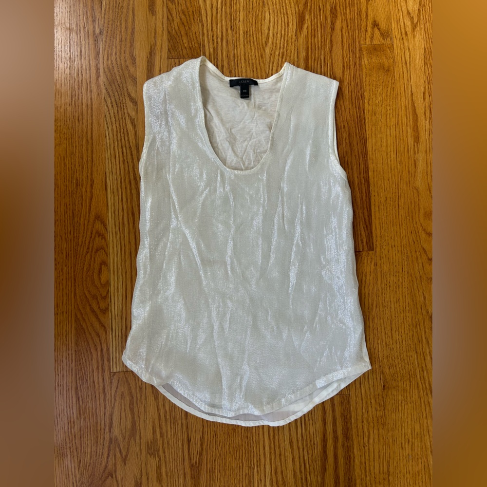 J. Crew Cream Shimmer Scoop-Neck Tank